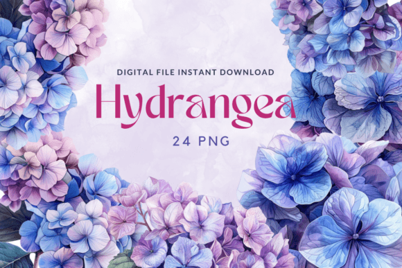 Download Hydrangea Watercolor Flowers Sublimation - Flowers sublimation Collection