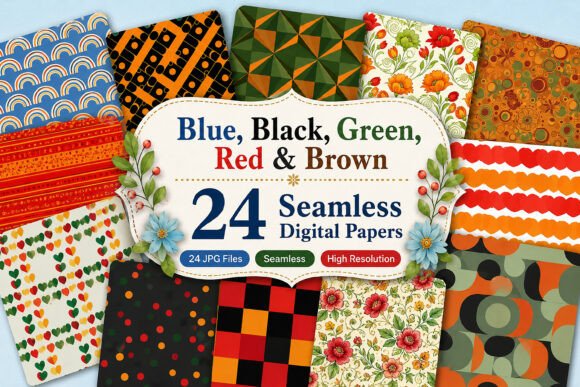 Download Blue, Black, Green, Red &amp; Brown Patterns - Blue Collection