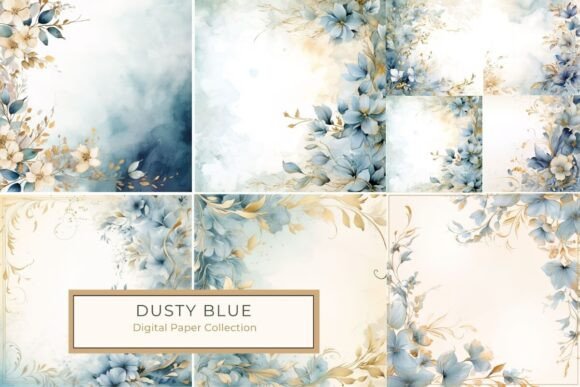 Download Elegant Blue and Gold Watercolor Floral - Blue Collection