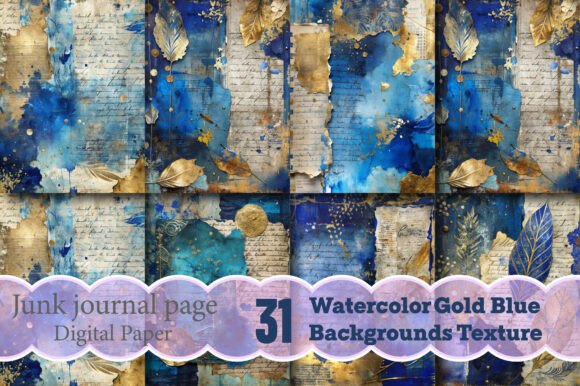 Download Watercolor Gold Blue Backgrounds Texture - Blue Collection