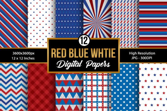 Download Red Blue and White Digital Papers - Blue Collection
