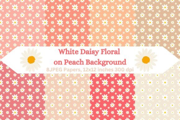 Download White Daisy Floral on Peach Background - Premium Bundle