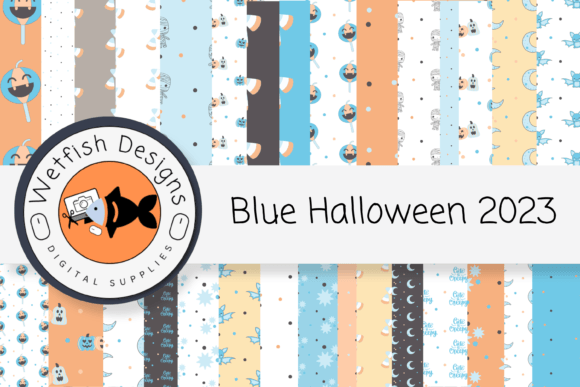 Download Blue Halloween Printable Paper 2 - Blue Collection