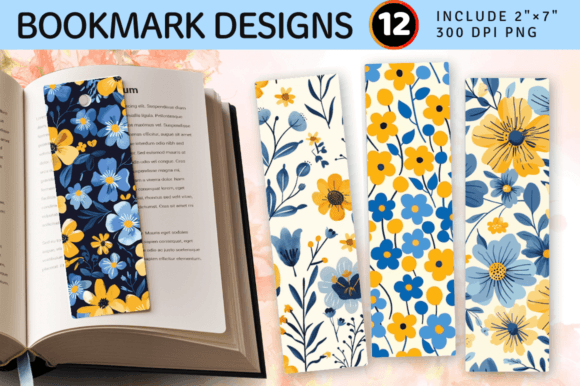Download Yellow &amp; Blue Cute Flowers PNG Bookmark - Blue Collection