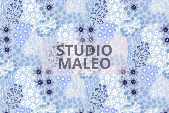 Download Blue Ditsy Floral Seamless Pattern - Blue Collection