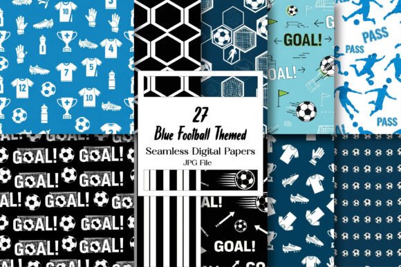 Download Blue Football Themed Digital Paper - Blue Collection