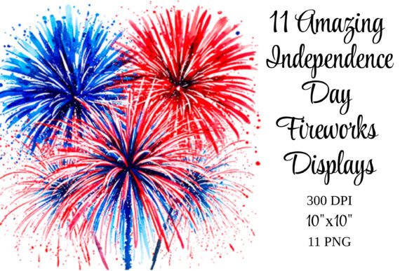 Download Red Blue Fireworks 4th of July Clipart - Blue Collection