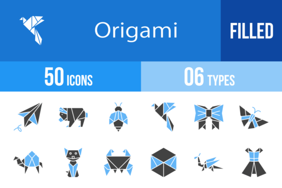 Download 50 Origami Filled Blue &amp; Black Icons - Blue Collection
