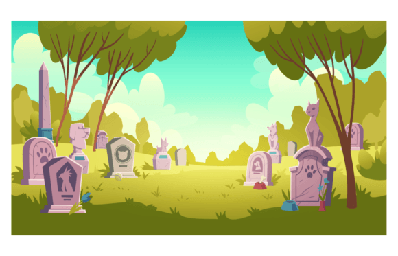 Download Pet Cemetery Day Landscape, a Tombstone with Footprint Inscription and Animal Monument - Tombstone Collection
