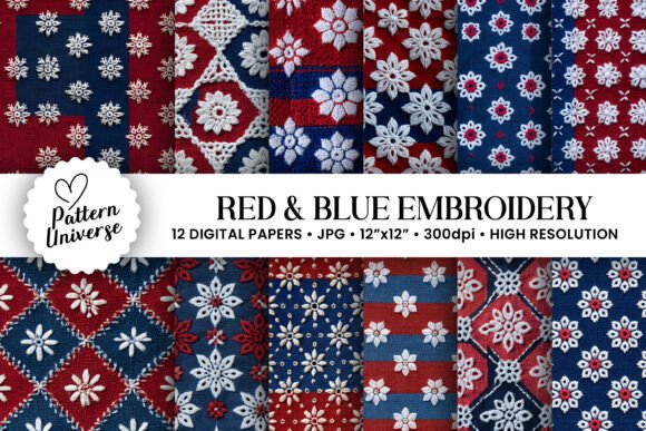 Download Red Blue Chikankari Embroidery Pattern - Blue Collection